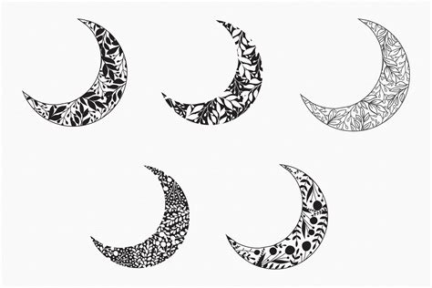 Floral Half Moon Design Svg Png Grafika Przez Lunadesign · Creative