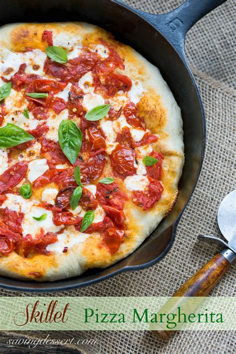 Skillet Pizza Margherita With Garden Fresh Tomatoes And Basil Skillet