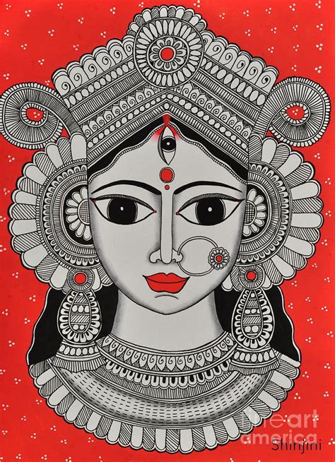 Durga Madhubani Folk Art Painting By Shinjini Thakur Fine Art America