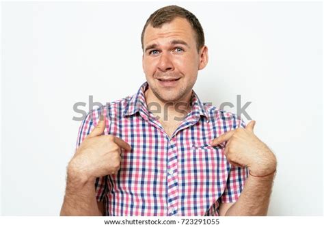 Male Hand Forefinger Pointing Himself On Stock Photo 723291055