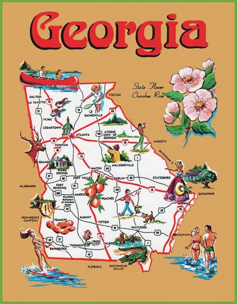 Clear precise map of louisiana state with auto routes numbers and distances between cities (south us). Free Printable Map Of Georgia Usa | Printable US Maps