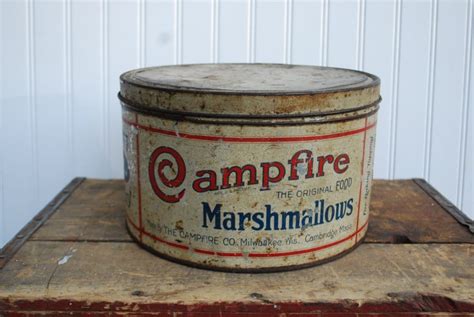 antique campfire marshmallow tin by cabinwindows on etsy