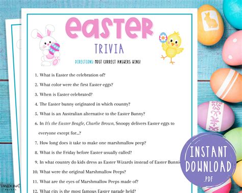 Easter Trivia Game Printable Easter Games Party Games Etsy