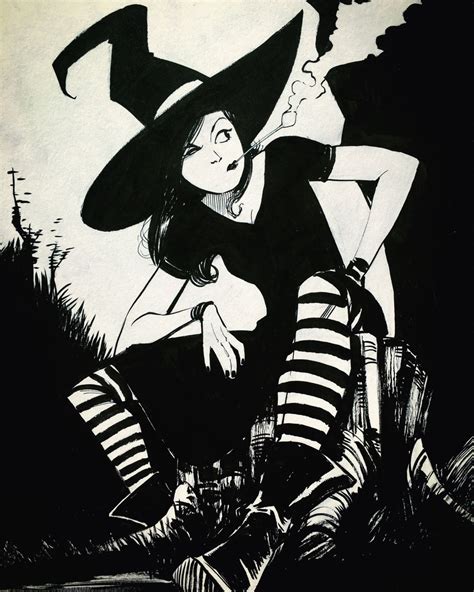 Inktober Day Witches Smoke Pipes Art Witch Art Drawings