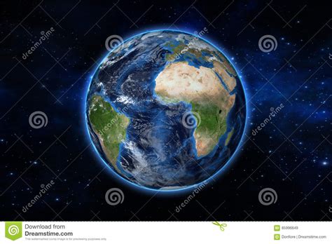 Blue Planet Earth From Space Showing America And Africa