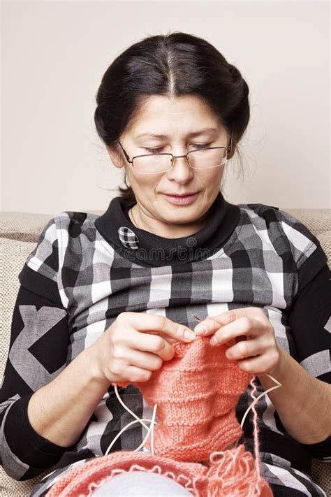 Woman Knitting Stock Photo Image Of Material Canvas 75572206