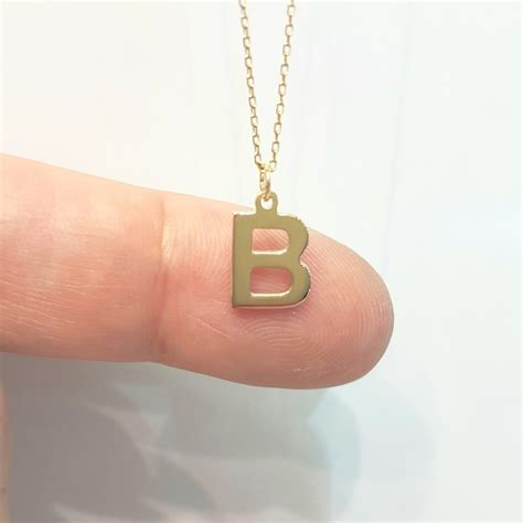 K Real Solid Gold Initial Alphabet Letter Charm Pendant Necklace Latika Jewelry