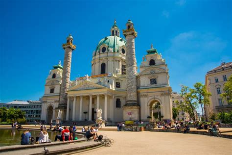 Vienna Austria Beautiful Landscape In Summer With Views Of Karlsplatz