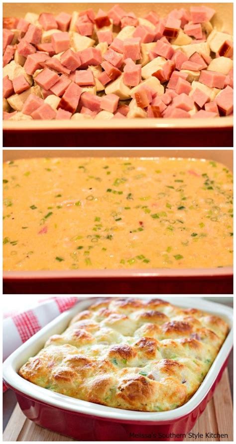 Cut your biscuits into 8 small pieces each. Ham And Egg Bubble Up | Breakfast casserole easy, Ham and ...