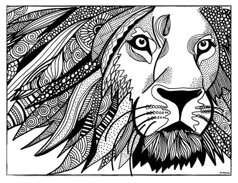Printable Coloring Page LION Coloring Page Printable PDF Hand Drawn