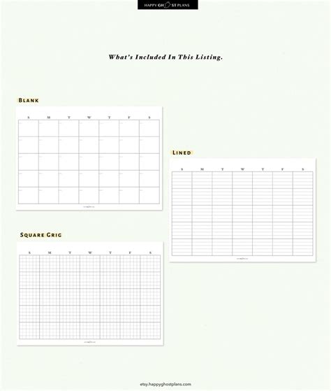 Monthly Planner Printable A4 Us Letter Month On 1 Page Etsy