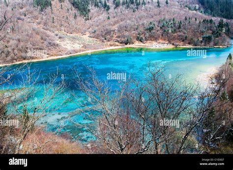 Turquoise And Blue Lakes In The Stunning Jiuzhaigou National Park In