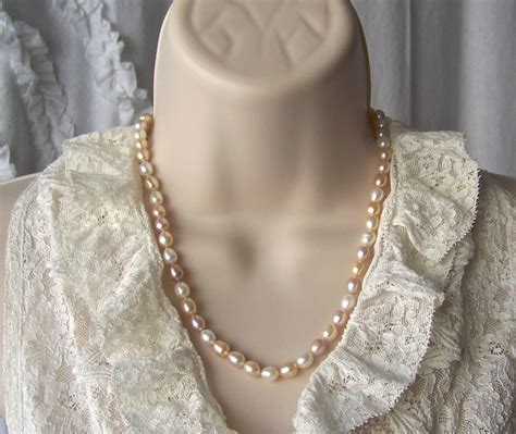 Vintage Freshwater Pearl Necklace Mm Multi Color Pearl