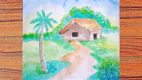 How To Paint Landscape Scenery Of Beautiful Nature Easy Watercolor