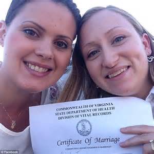 Lesbian Couple Make History With First Same Sex Wedding In Virginia Daily Mail Online