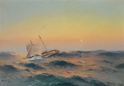 Alexei Vasilievich Hanzen Stormy Sea At Dusk Russian Pictures