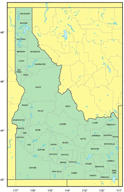 Counties Map Of Idaho