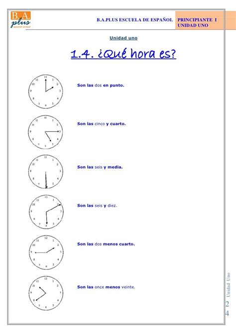 Telling Time In Spanish Lesson Ba Plus