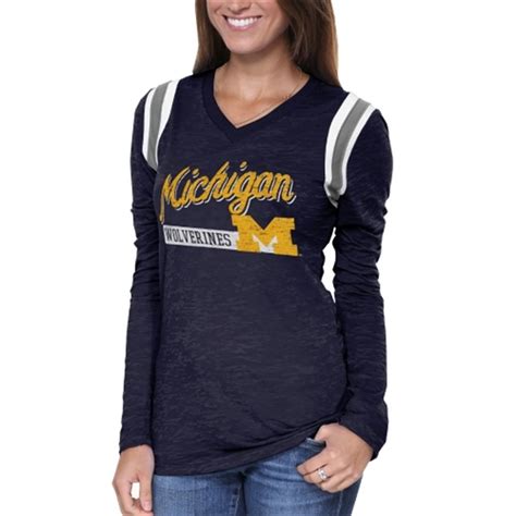 Michigan Wolverines Womens Short Stop Insert Long Sleeve T Shirt