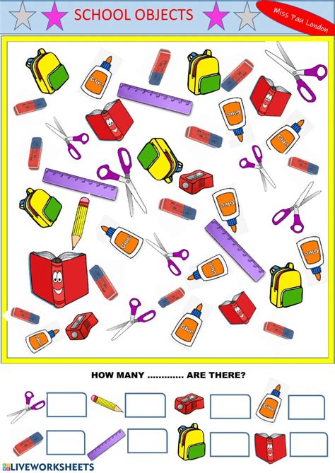 School Objects Online Worksheet For Grade 1 You Can Do The Exercises