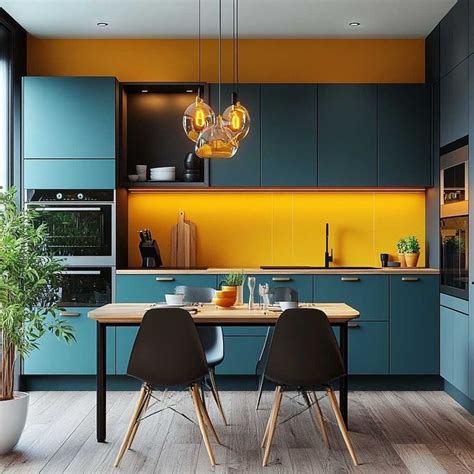 Inviting Teal And Yellow Small Kitchen Furniture Ideas For A