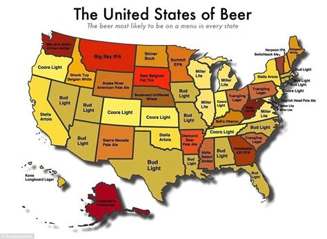 United States Of Beer Map Reveals Most Likely Brew To Be Served In Each State Daily Mail Online