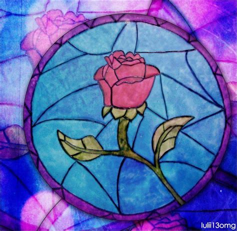 Stained Glass Window Enchanted Rose Beauty And The Beast Disney Stained