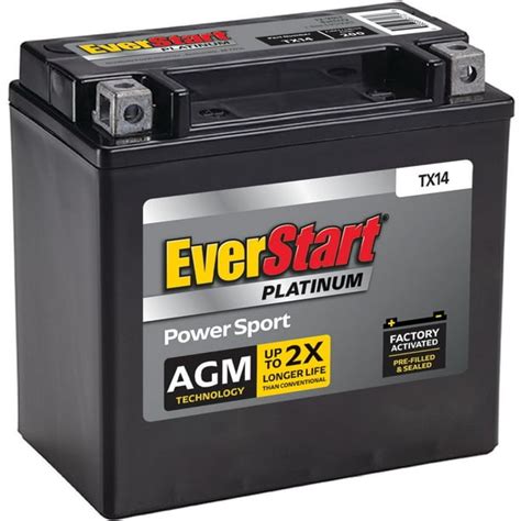 Everstart Premium Agm Power Sport Battery Group Size Tx14 12 Volt 200