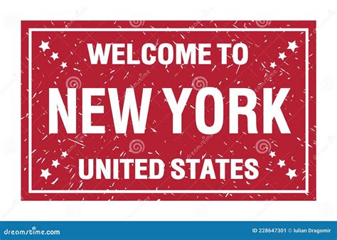 Welcome To New York United States Words Written On Red Rectangle