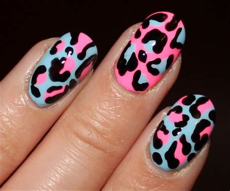 Nail Art Tutorial Pink And Blue Leopard Nails Swatch And