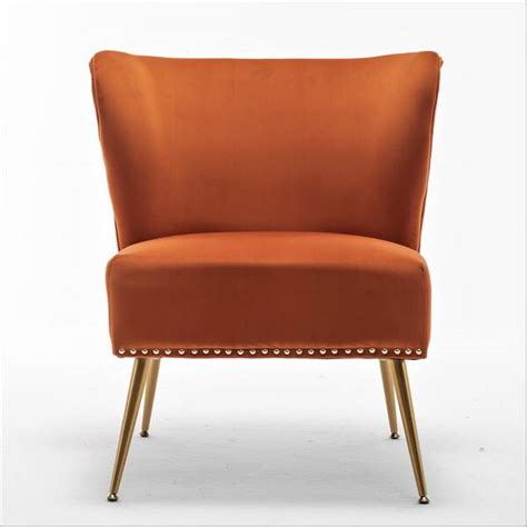 Us Pride Furniture Corisha 25 In W Velvet Armless Accent Chair Orange