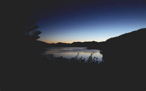 1440x900 Sunset Lake Mountains Beach Silhouette 5k 1440x900 Resolution