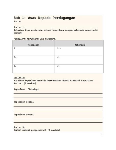 Doc Latihan Bab 1 Asas Kepada Perdagangan Dokumentips