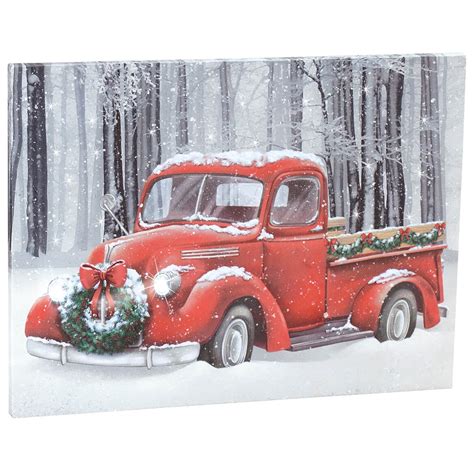 Red Truck Christmas Canvas By Holiday Peaktm