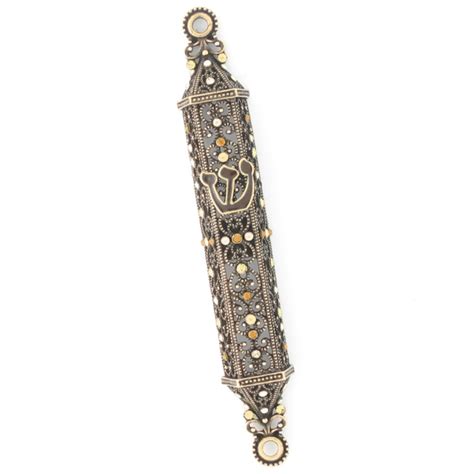 Lace Crystals Mezuzah In Brown Mezuzah Master