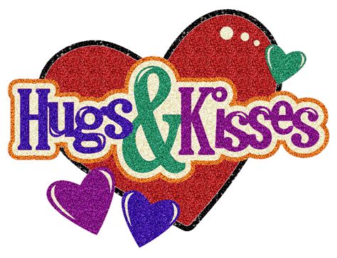 Glitter Text Graphic Hugs And Kisses Quotes Cute Love  Love You