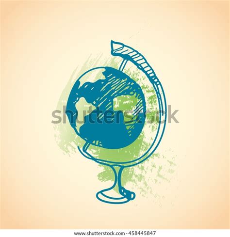 Hand Drawn Doodle Globe Blue Pen Stock Vector Royalty Free 458445847