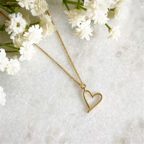 Dainty Gold Heart Necklace Necklaces Wisteria London