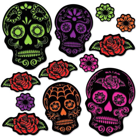 Beistle Day Of The Dead Decor Day Of The Dead Sugar Skull Cutouts Size 4 15