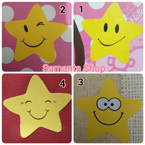 Jual Sticker Reward Stiker Star Bintang Smile Happy Emoticon