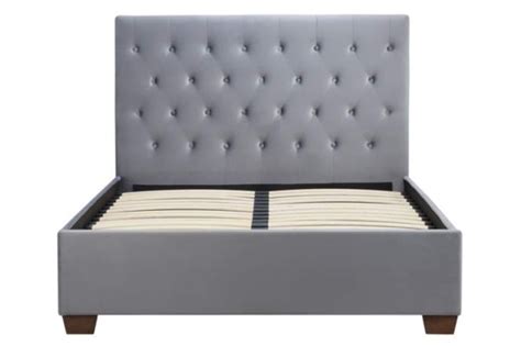 Cologne Grey Fabric Bed Frame With High Padded Headboard