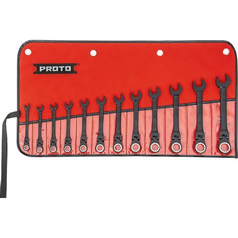 Proto Combination Locking Flex Head Ratcheting Wrench Set — 12 Pc