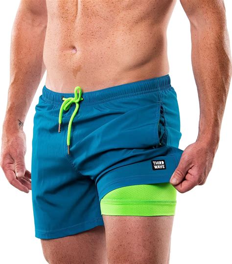 buy third wave swim trunks with compression liner men s premium 5 inch inseam quick dry swim