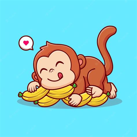 Premium Vector Cute Monkey Laying On Banana Cartoon Vector Icon