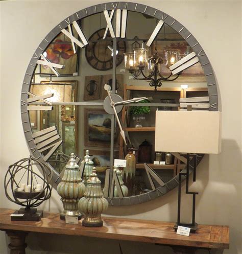 Large Bronze Metal Wall Clock With Mirrored Face XL 60