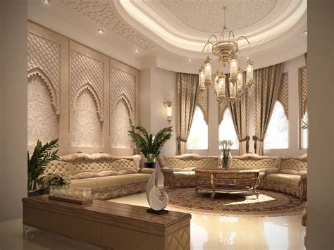 Islamic Interior Villa Qatar On Behance In 2020 Luxury Ceiling Design