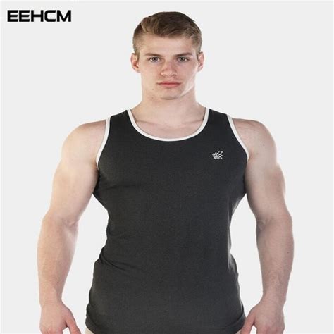 Bodybuilding Tank Top Men Tank Tops Sleeveless Cotton Round Collar