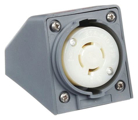 Hubbell Wiring Device Kellems Gray Angle Locking Receptacle 20 Amps