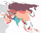 Mapa geográfico de Asia en PDF y PNG para colorear y dibujar