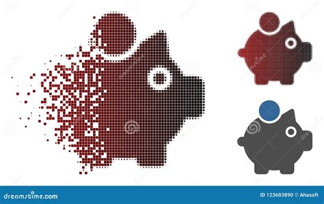 Shredded Pixel Halftone Piggy Bank Icon Stock Vector Illustration Of